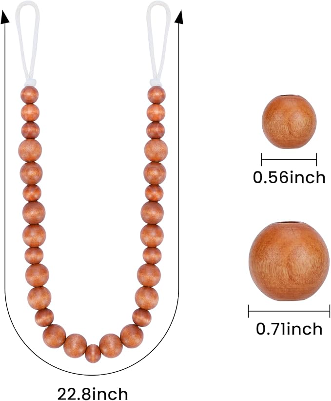 Wood Bead Curtain Tiebacks, KLOGTSIND Set of 4 Curtain Holdbacks - Image 2