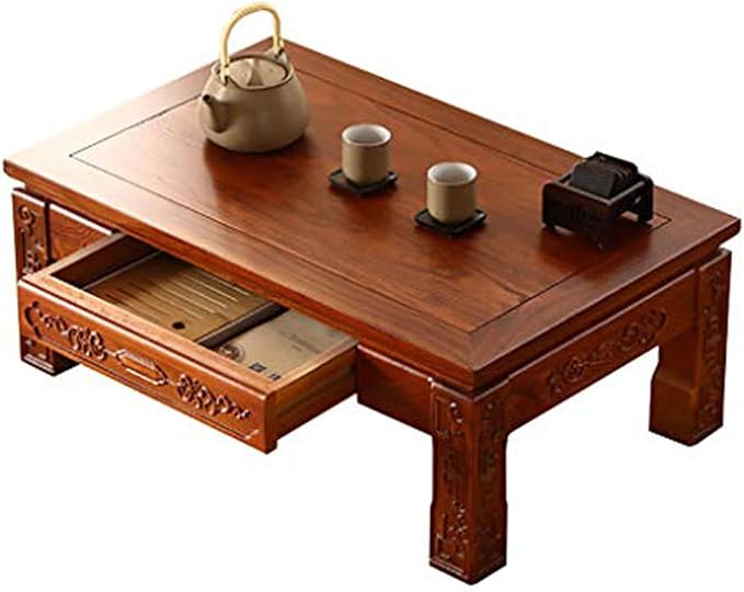 Japanese Style Coffee Table W/Drawers Wooden Tatami Tea Table Living Room by Unknown