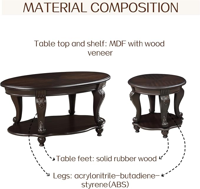 LKTART 42" Vintage Oval Coffee Table - Image 5