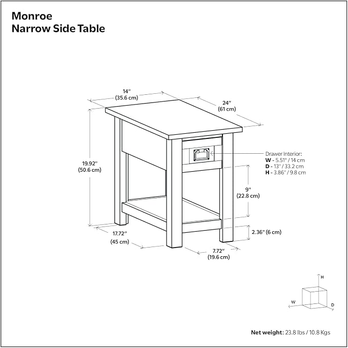 SIMPLIHOME Monroe Narrow Side Table – 14 inch Wide Solid Acacia Wood Narrow End - Image 3