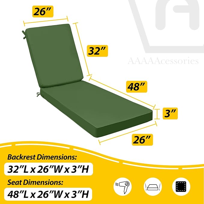 AAAAAcessories Outdoor Chaise Lounge Cushions, Waterproof Patio Furniture - Image 5