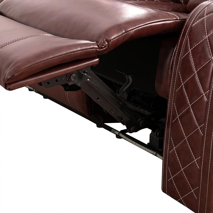 Power Recliner Chair with LED Lights, Leather Manual Recliner 1 Seat, Living - Image 7