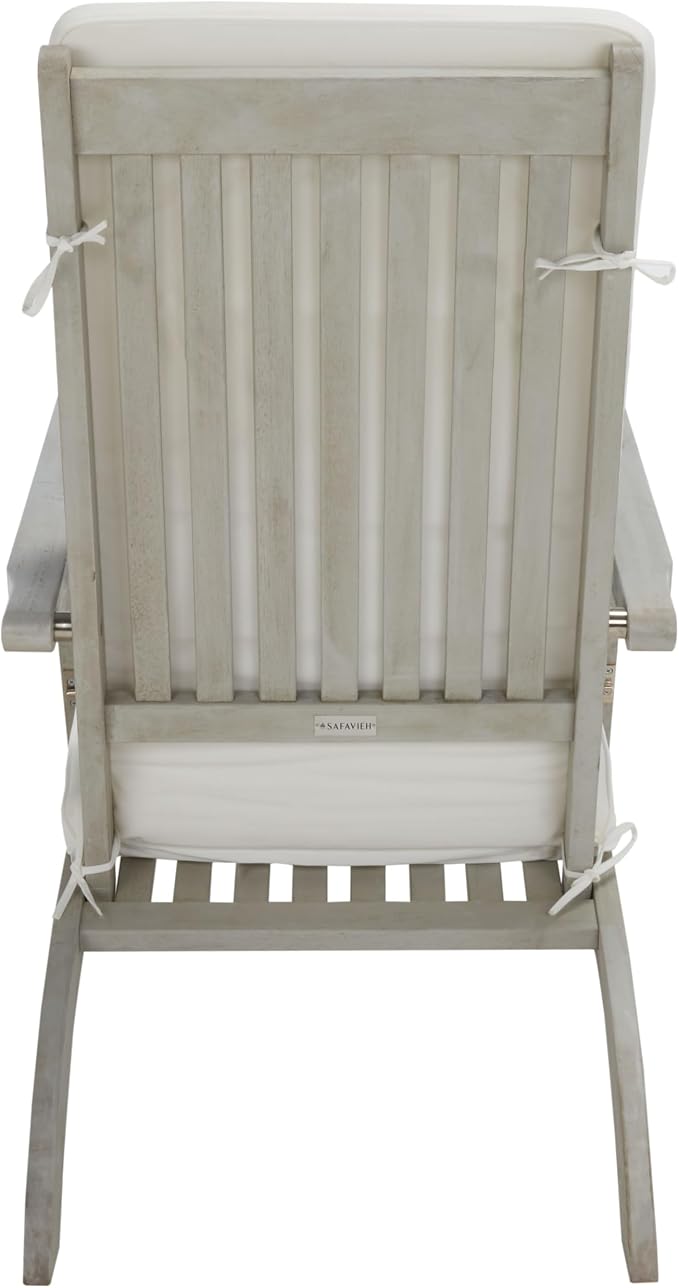 SAFAVIEH Outdoor Collection Palmdale Grey Solid Wood/Beige Cushion - Image 5