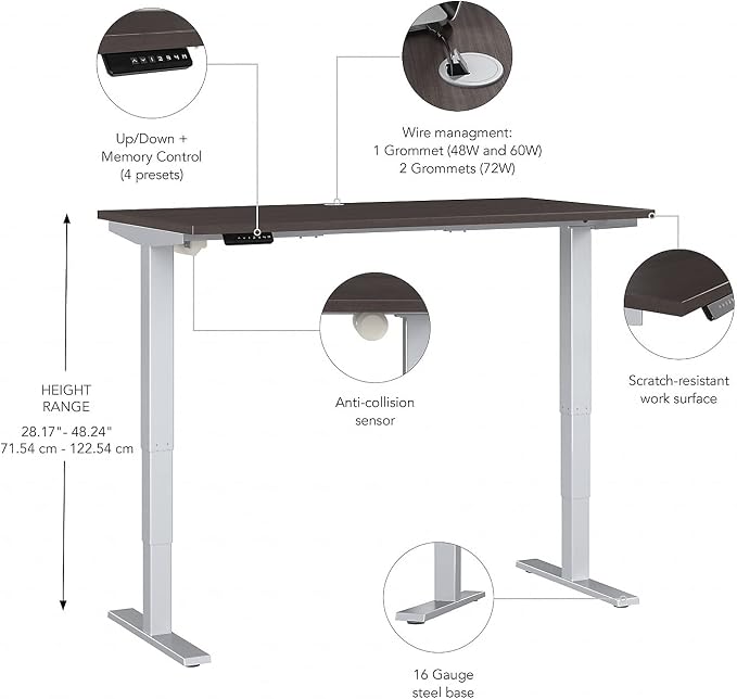 Bush Business Furniture 60-inch Electric Height Adjustable Standing Desk - Image 3