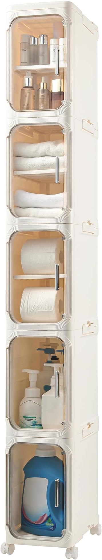 5-Tier Tall Narrow Storage Cabinet, Slim Bathroom Storage Cabinet by Lifelongpal