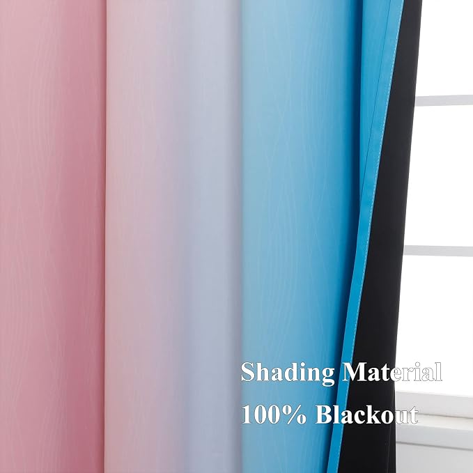 Ombre Pink and Blue Blackout Curtains 45 Inches Long, Full Light Blocking - Image 5