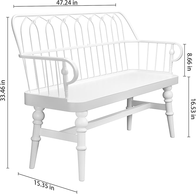 DIBRATY Entryway Bench, Spindle Back Wooden Dinning Bench, Farmhouse Foyer Bench - Image 2