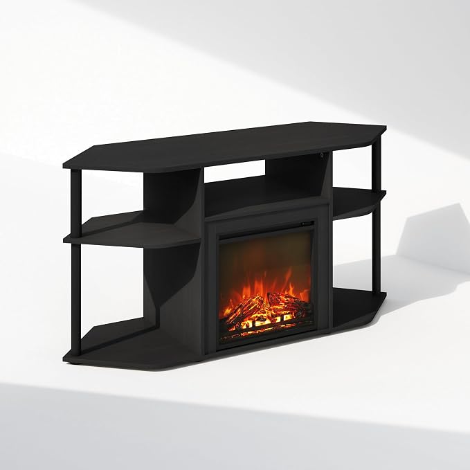 Furinno Jensen Fireplace TV Stand, NO Heat Decorative Electric Fireplace Corner - Image 3
