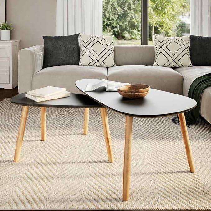 Coffee Table Set of 2, Scandinavian Nesting Tables - Image 3