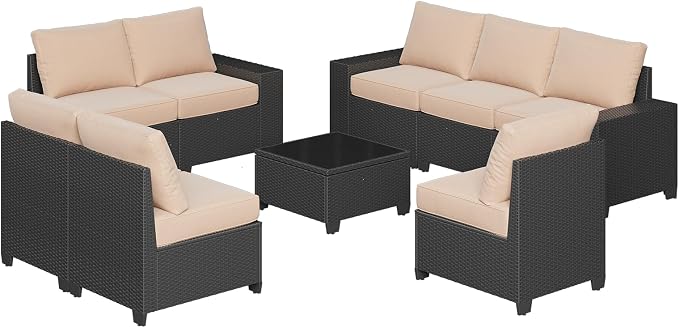 Aoxun Patio Furniture Set, Widen Armrests Wicker Outdoor Sectional - Image 10