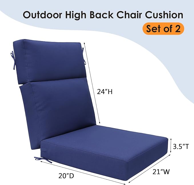 Unimatta Outdoor High Back Chair Cushion Seat Pads, 44 x 21 Inch - Image 5