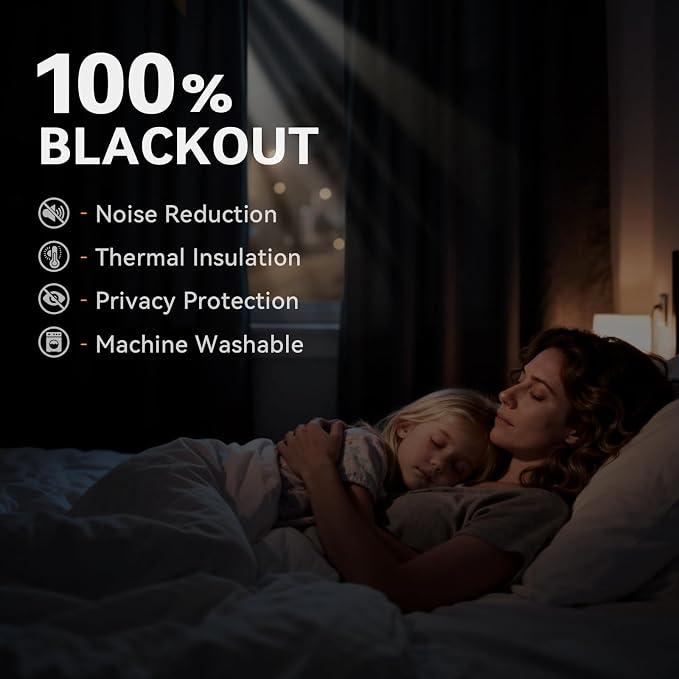 100% Blackout Shield Curtains, Dark Gray, 2 Panels, Linen Textured Look - Image 3