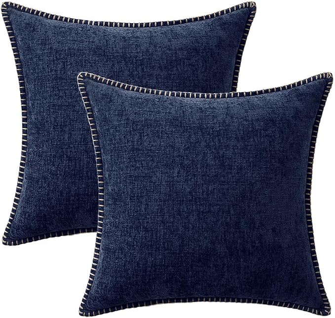 MIULEE Pack of 2 Couch Throw Pillow Covers 18x18 Inch Navy Blue Farmhouse - Image 6