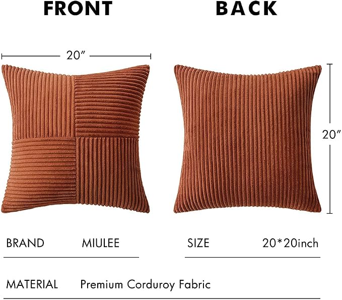 MIULEE Dark Rust Decorative Throw Pillow Covers 20x20 Inch - Image 6