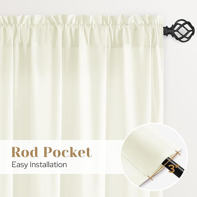 HOMEIDEAS Non-See-Through Ivory Privacy Sheer Curtains, 52 X 96 Inches Long 2 - Image 6