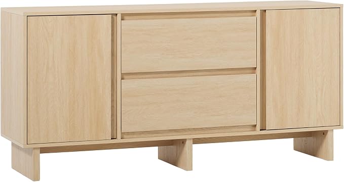 Walker Edison Modern Beveled 2-Door, 2-Drawer Sideboard, 63 Inch, Coastal Oak by WalkerEdison