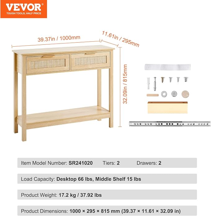 VEVOR Rattan Console Table - Image 2
