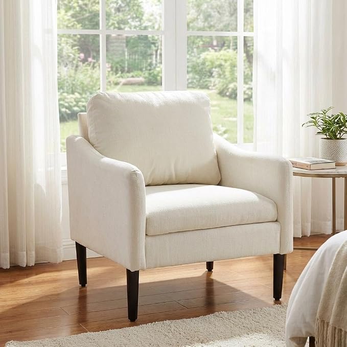 2PCS Mid Century Modern Accent Chair, Chenille Fabric Armchair - Image 3