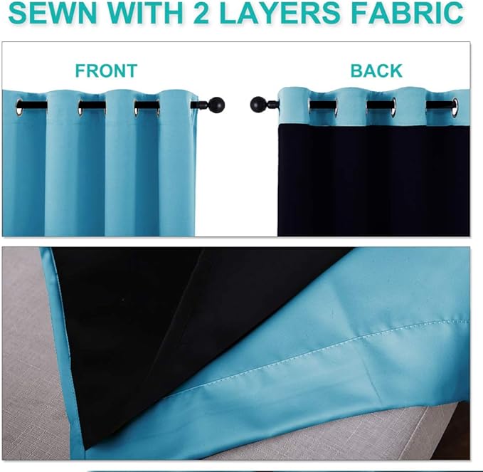 NICETOWN 100% Blackout Window Curtain Panels, Teal Blue, Cold and Full Light - Image 5