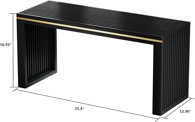 Bamboo Indoor Long Dining Bench, Outdoor Modern Wood Benches 35 Inch Bamboo - Image 3