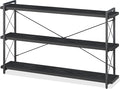 HCHQHS Bookshelf, 3-Tier Long Industrial Bookcase, Freestanding Horizontal by HCHQHS
