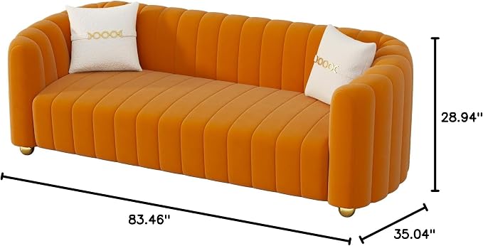 KEAI 83.46" Velvet Couch for Living Room Large Modern Sofa - Image 2