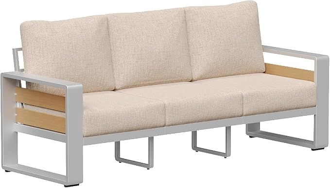 Aoxun Aluminum Outdoor Patio Furniture Set, 3 Seats Metal Sectional Patio by Aoxun