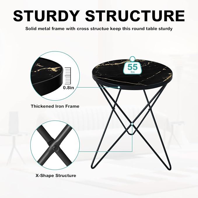 HLR Modern Round Side Table, End Table - Image 4