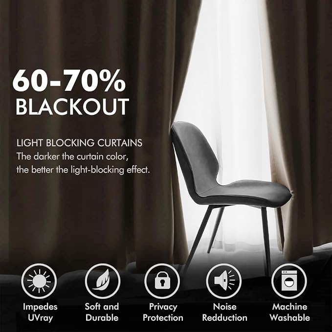 MIULEE 2 Panels Blackout Velvet Curtains Solid Soft Grommet Camel Beige Curtain - Image 4