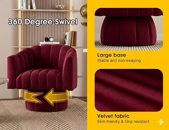 Dewhut Swivel Accent Chair, 360° Swivel Barrel Chair - Image 6