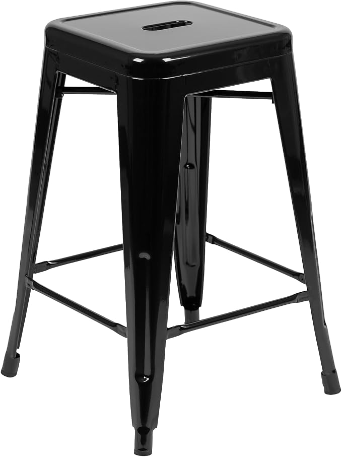 Flash Furniture Lily 24" High Metal Counter-Height, Indoor Bar Stool in Black - Image 7