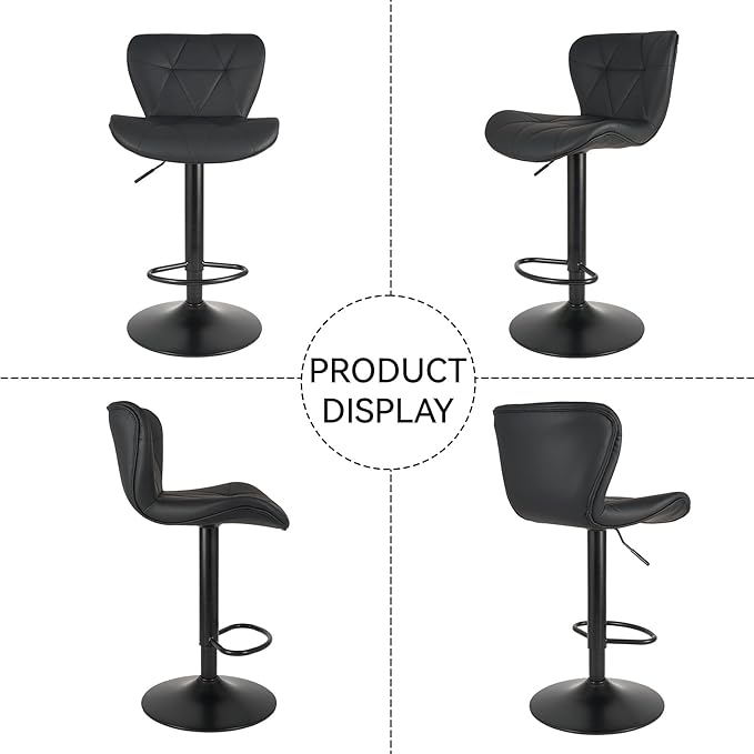 Nalupatio Modern Bar Stools Set of 3, Adjustable Faux Leather Upholstered - Image 7