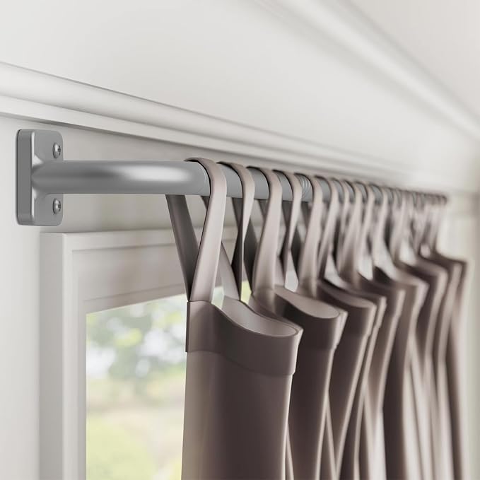 UIOSANRT Curtain Rods for Windows 32 to 60 inch, 5/8" Diameter Silver Ceiling - Image 2