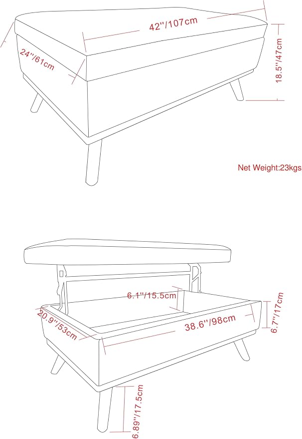 SIMPLIHOME Owen Lift Top Coffee Table Storage Ottoman - Image 3
