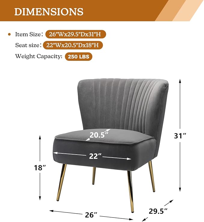 HULALA HOME Velvet Accent Chair, Modern Upholstered Cute Side Chair - Image 2