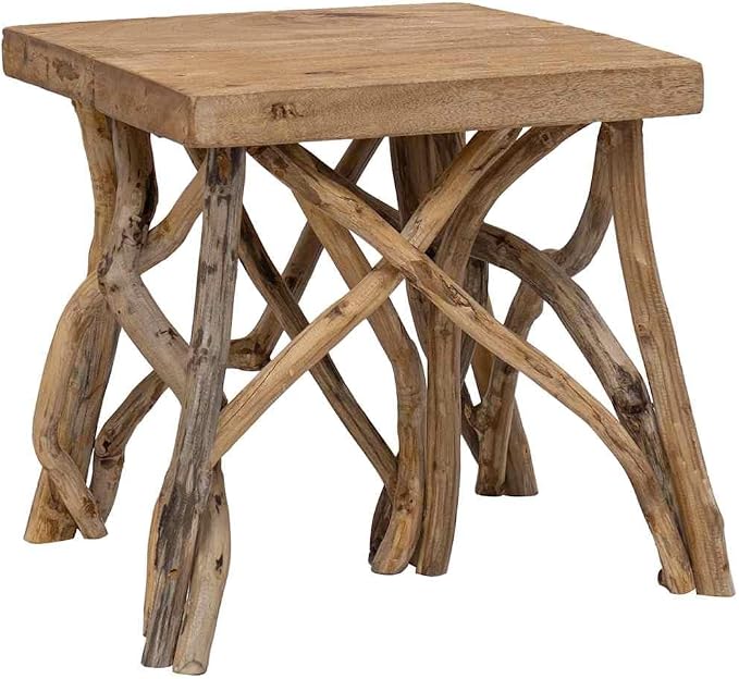 Brown Mixed Recycled Wood Coffee Table, Rustic Solid Wood Small Durable - Image 9