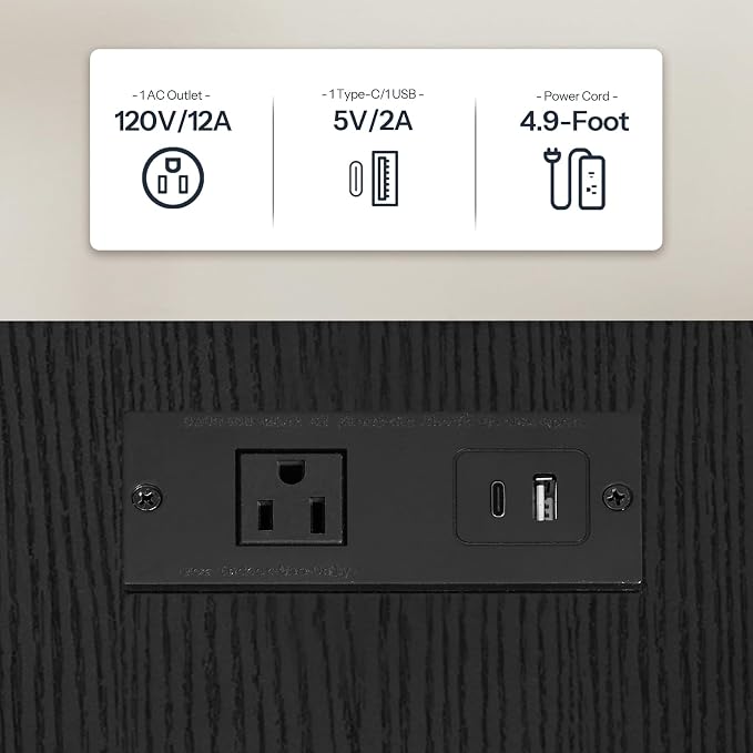 HOOBRO Side Table with Charging Station, Nightstand with 2-Layer Storage Shelves - Image 6