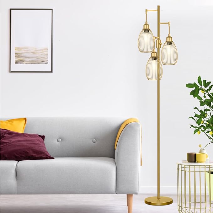Dimmable Floor Lamp, 3 x 800LM LED Edison Bulbs Included, Farmhouse Industrial - Image 6