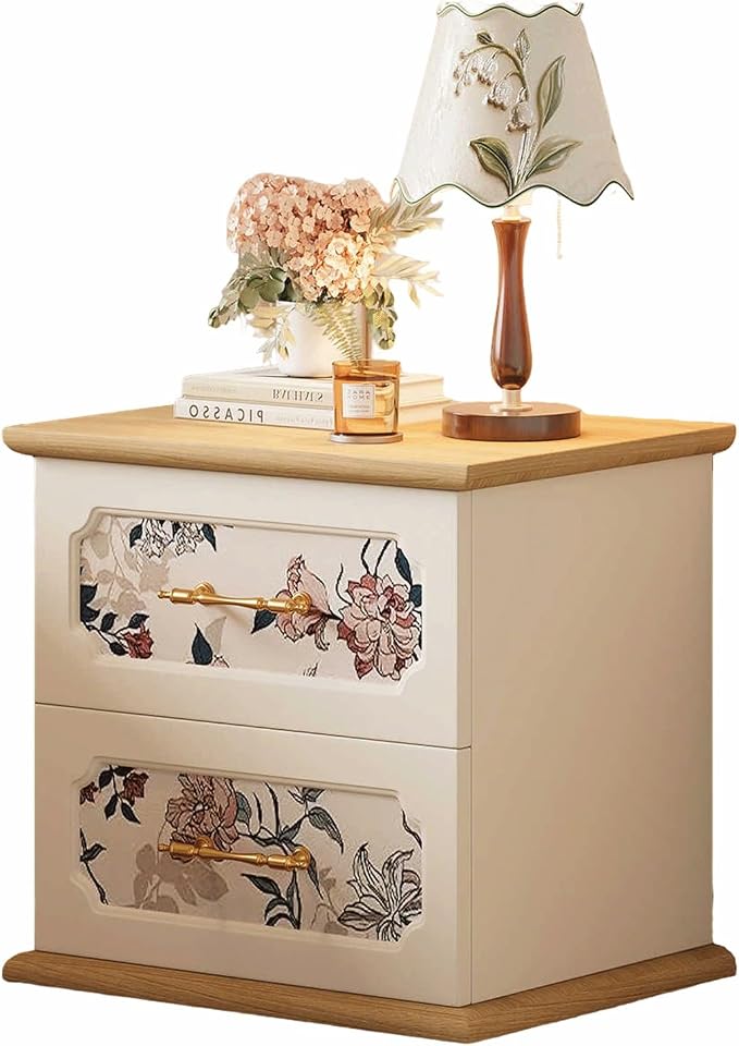 Vintage-Print New Chinese-Style Bedside Table, Office/Bedroom/Living Room by Unknown