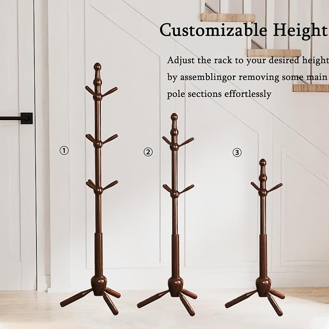 Solid Wood Coat Rack Stand, Vintage Heavy Duty Coat Hanger Stand - Image 4