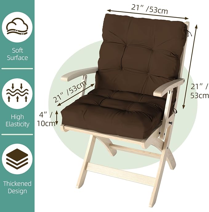 Outdoor Chair Cushions Set of 2, High Back Soft Seat Pad - Image 9