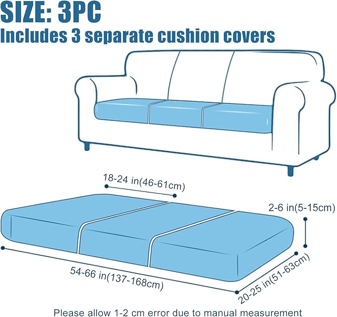 Smiry Waterproof Couch Cushion Covers, Stretch Jacquard Thick Sofa Cushion - Image 6