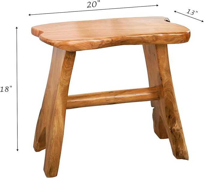 Greenage Cedar Roots Wooden Stool Naturally Shape Large 20" x 13" x 18" H Wood - Image 2