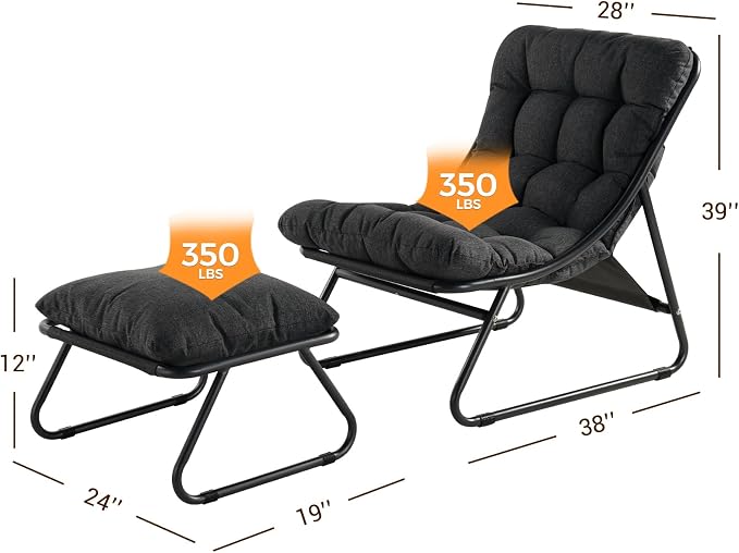 Grand patio Outdoor Chair with Ottoman, Comfy Lounge Chair with Puffy Cushion - Image 2