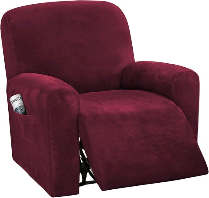 H.VERSAILTEX Velvet Stretch Recliner Couch Covers 4-Pieces Style Recliner Chair by HVERSAILTEX