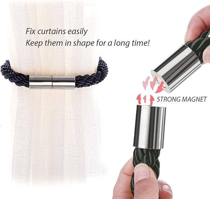 NICEEC 4 Pack Strong Magnetic Curtain Tiebacks Modern Simple Style Drape Tie - Image 4
