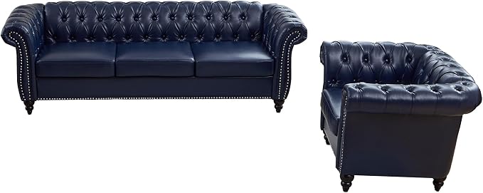 QHITTY 2 Piece Living Room Set, Chesterfield Sectional Sofa Chair Contemporary - Image 9