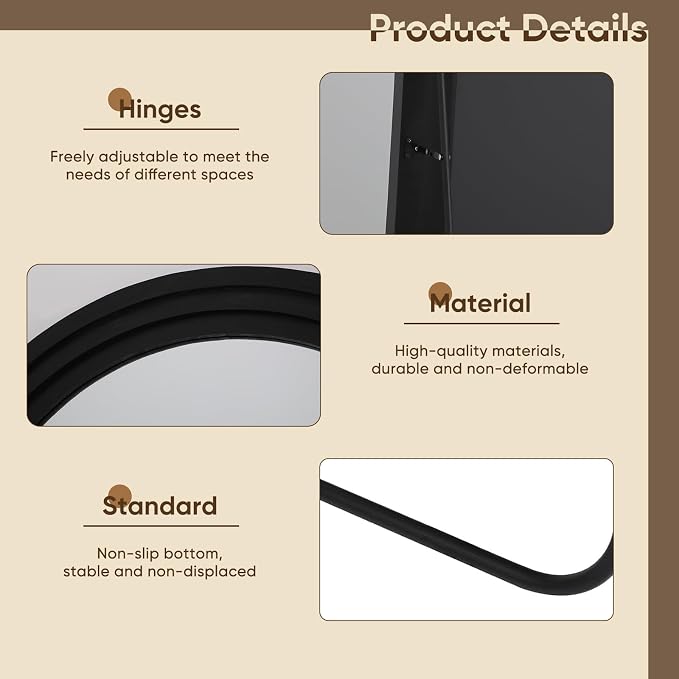 Full Length Mirror, Oversized Stand Up Mirrors Large Wall Mirrors, Wall Mounted - Image 6