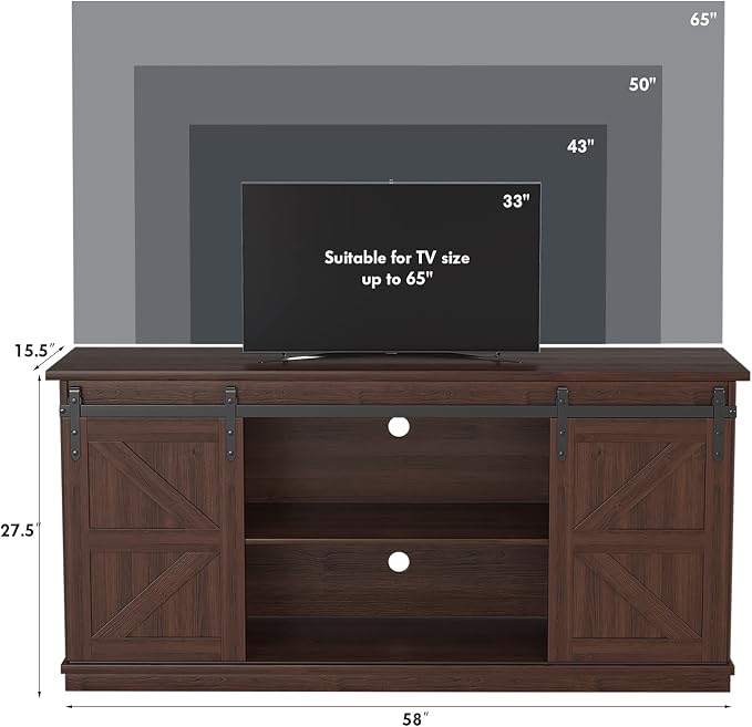 JUMMICO TV Stand for 65 Inch TV, Entertainment Center - Image 6