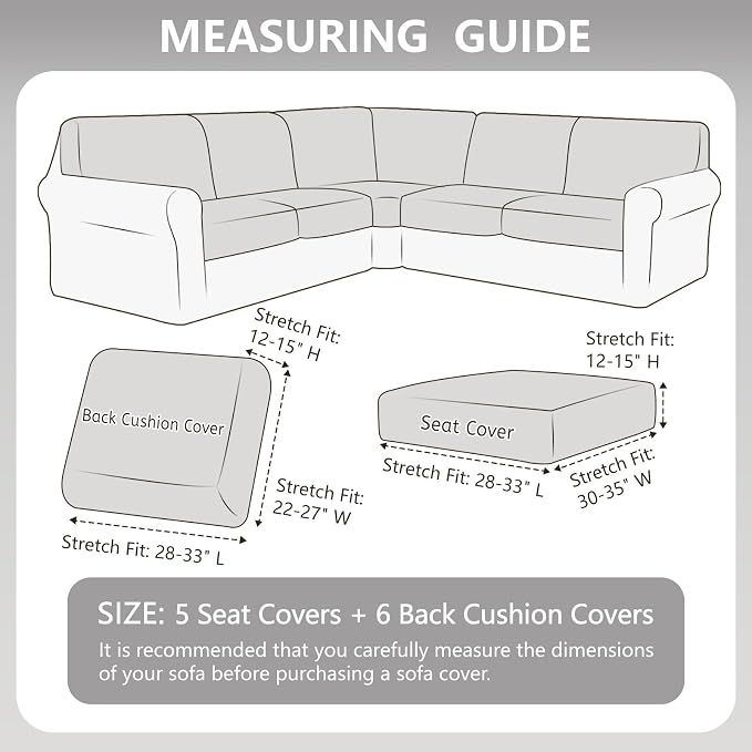 Arfntevss Sectional Couch Covers Slipcovers L Shape Couch Cushion Covers Fitted - Image 3